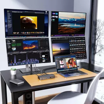 ORICO DKA22-V1-EU-BK-EP USB-C 10Gbps DisplayLink Dockingstation mit 4x 4K@60Hz Displays und 60W Power Delivery