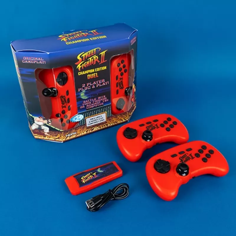 FIZZ CREATIONS Street Fighter II Duel Retro-Arcade-Konsole mit 621 Spielen, HDMI/AV, 2 Controllern