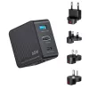 UNITEK P1242ABK01 GaN 3-in-1 Reise-Ladegerät-Hub 65W mit 4K@60Hz HDMI, USB-A und USB-C