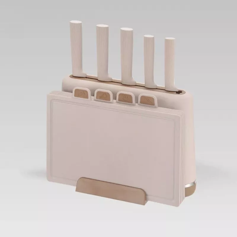 MEO MR-1412-BEIGE MAESTRO Messer- und Schneidebrett-Set