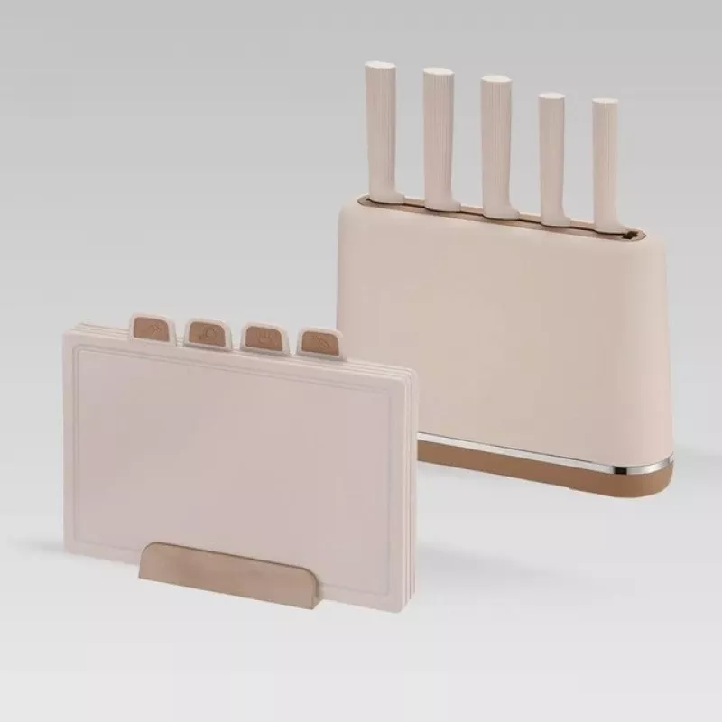 MEO MR-1412-BEIGE MAESTRO Messer- und Schneidebrett-Set