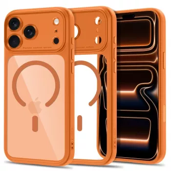 Tech-Protect MagPeak MagSafe CC Hülle für iPhone 17 Pro Max / 18 Pro Max - Cosmic Orange/Klar