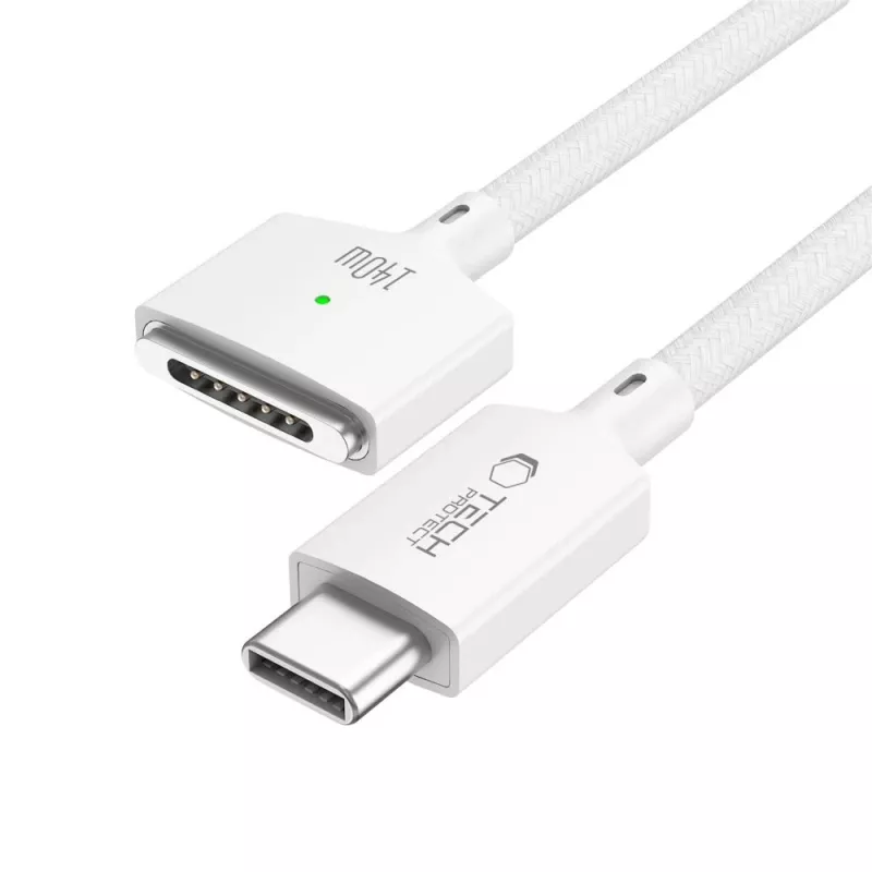 TECH-PROTECT MMC01 Ultraboost Magnetisches MacBook-Kabel USB-C auf MagSafe 3 140W 300cm Weiß