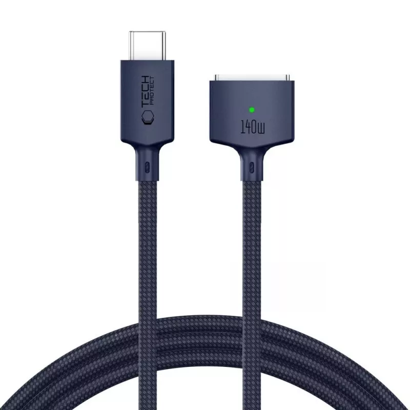 TECH-PROTECT MMC01 Ultraboost Magnetisches MacBook-Kabel USB-C auf MagSafe 3 140W 300cm Mitternachtsblau