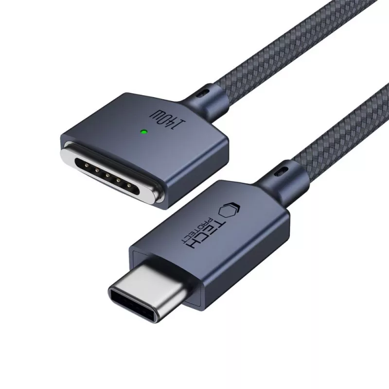 TECH-PROTECT MMC01 Ultraboost Magnetisches MacBook-Kabel USB-C auf MagSafe 3 140W 300cm Mitternachtsblau