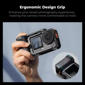 KF Kamera-Käfig-Bügel mit Griff für DJI Osmo Action 6 / Action 5 / Action 4 / Action 3, Aluminiumlegierung, Schwarz, KF12.0036