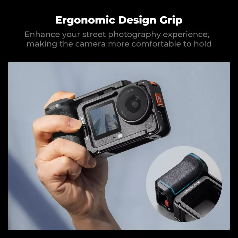 KF Kamera-Käfig-Bügel mit Griff für DJI Osmo Action 6 / Action 5 / Action 4 / Action 3, Aluminiumlegierung, Schwarz, KF12.0036