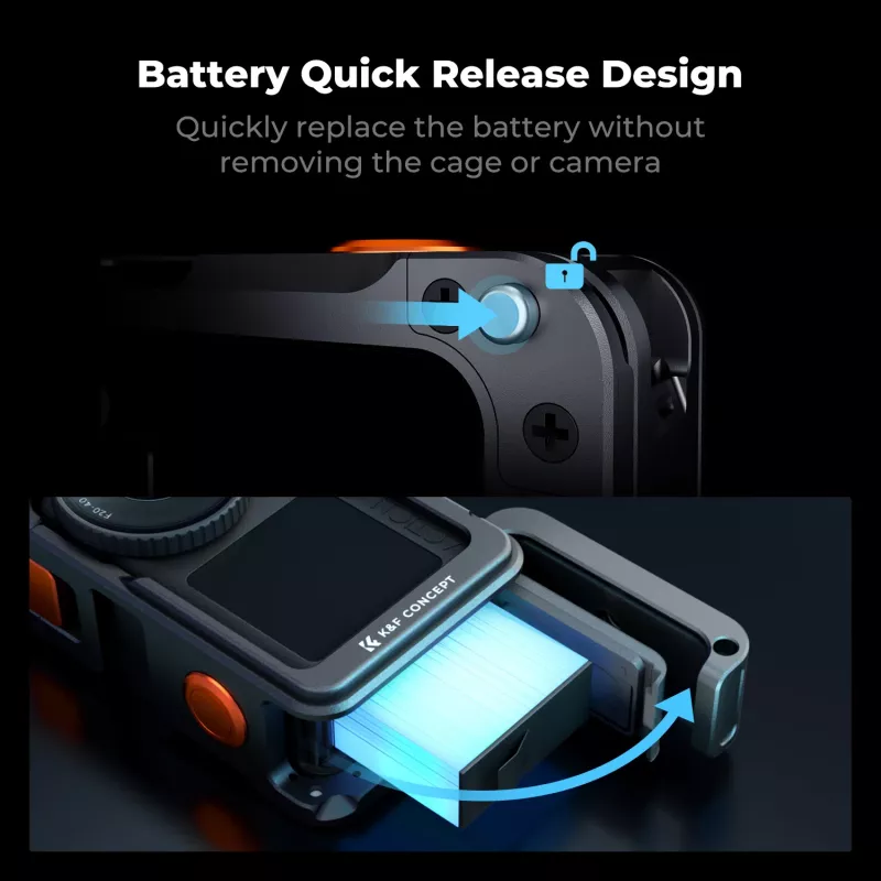 KF Kamera-Käfig-Bügel mit Griff für DJI Osmo Action 6 / Action 5 / Action 4 / Action 3, Aluminiumlegierung, Schwarz, KF12.0036