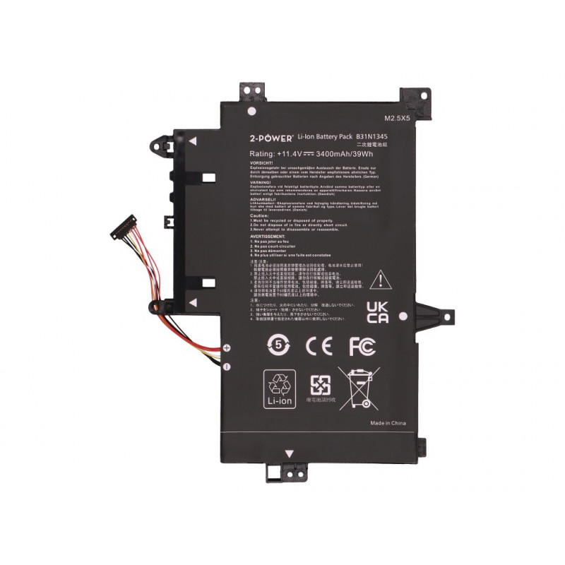 2-Power Hauptakku-Pack für Asus Transformer Book Flip TP500LA - Batterie - 3.400 mAh (2P-0B200-00990100)