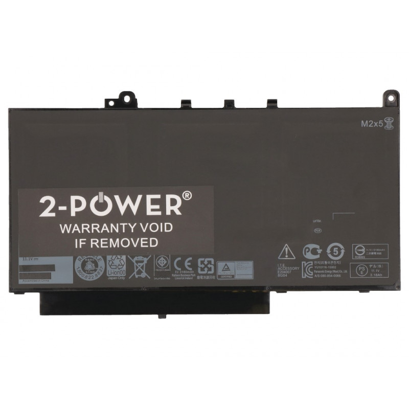 2-Power Hauptakku Dell Latitude E7270 E7470 - Batterie - 3.180 mAh (2P-07CJRC)