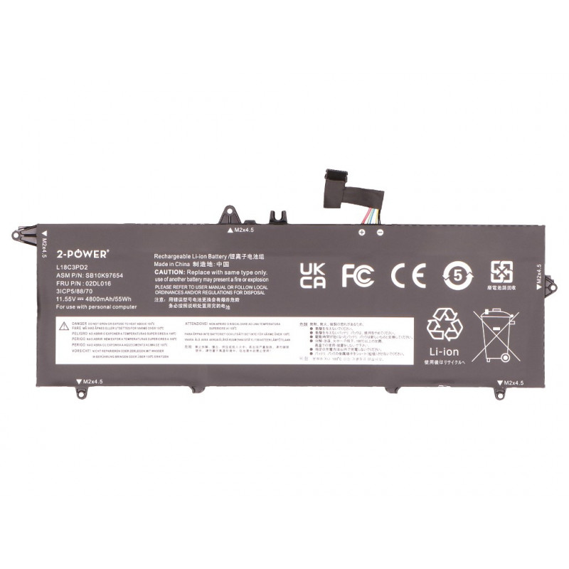 2-Power Hauptakku-Pack Lenovo ThinkPad T490S 20NX - Batterie - 55 mAh (2P-5B10W13878)