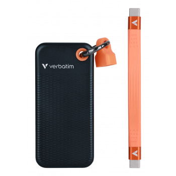 Verbatim 32418 Pocket SSD, 256 GB, USB Type-C, USB 3.2 Gen 2, 1000 MB/s, Schwarz/Orange