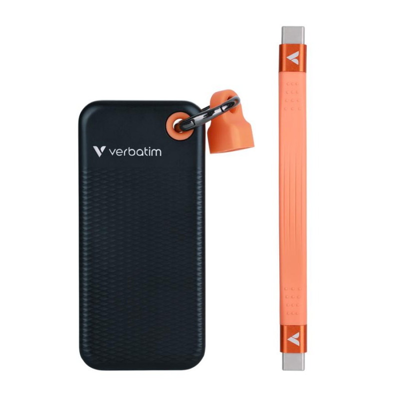 Verbatim 32418 Pocket SSD, 256 GB, USB Type-C, USB 3.2 Gen 2, 1000 MB/s, Schwarz/Orange