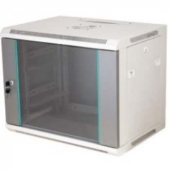 Q-LANTEC 19 15U Wandmontage-Rack 600x450, Glastür, grau