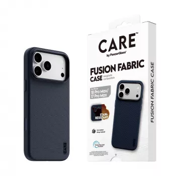 CARE by PanzerGlass Fusion Fabric Hülle Blau mit MagSafe für iPhone 17 Pro Max