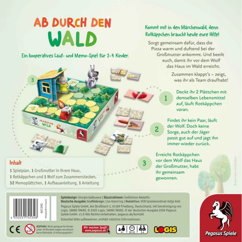 PEGASUS Ab durch den Wald - Waldabenteuer Kartenspiel für 2-4 Spieler, ab 8 Jahren