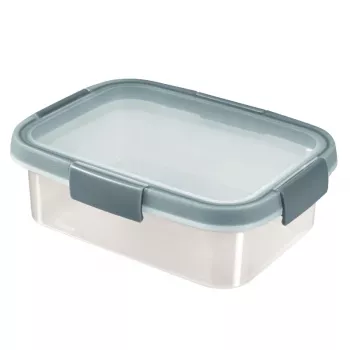 CURVER Smart Eco Fresh Rechteckiger Lebensmittelbehälter 1L, luftdicht & auslaufsicher, transparent mit grünen Clips