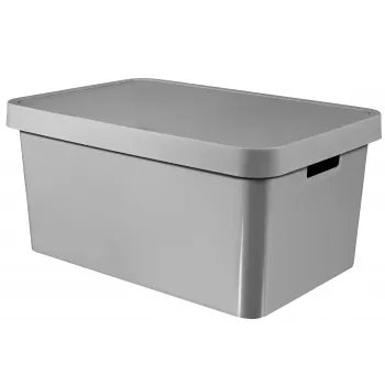 Curver Infinity Recycled 45L Aufbewahrungsbox mit Deckel, Grau, 56x39x27 cm