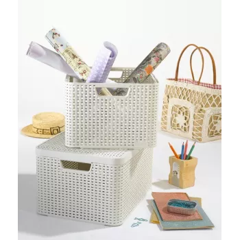 CURVER Style S Aufbewahrungsbox 28,5 x 19,4 x 13 cm Creme Rattan-Effekt