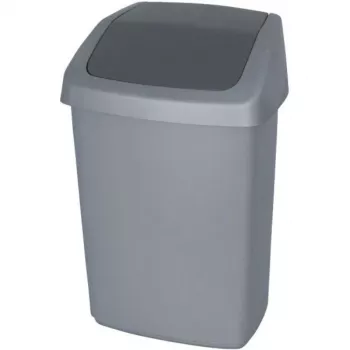 CURVER Deco Bin Schwingdeckel 50L Abfallbehälter Dunkelgrau/Silber
