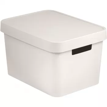 CURVER Infinity Recycled 17L Aufbewahrungsbox mit Deckel, Weiß, 36x27x22 cm, 100% Recyclingkunststoff