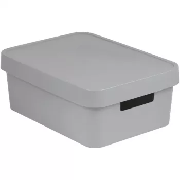 Curver Infinity Recycled 11L Aufbewahrungsbox mit Deckel, Grau, 36x27x14cm