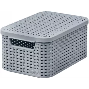 CURVER Style S Aufbewahrungsbox mit Deckel, Hellgrau, 29,1 x 19,8 x 14,2 cm, 8,2 L, zusammenklappbar, stapelbar