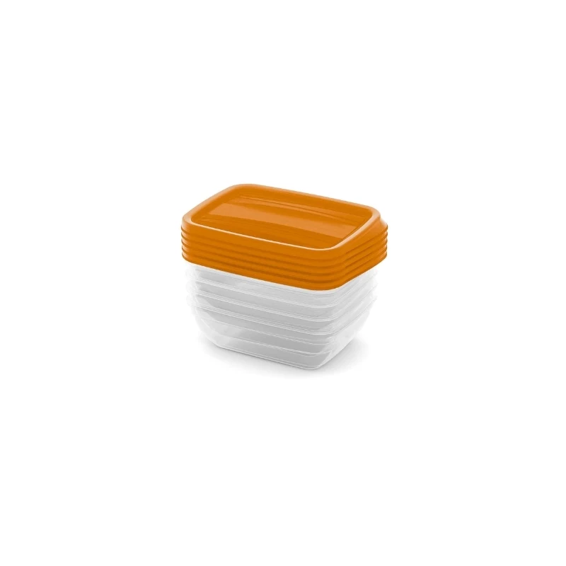 CURVER Vedo rechteckiges Aufbewahrungsbehälter-Set 5x0,5L transparent orange