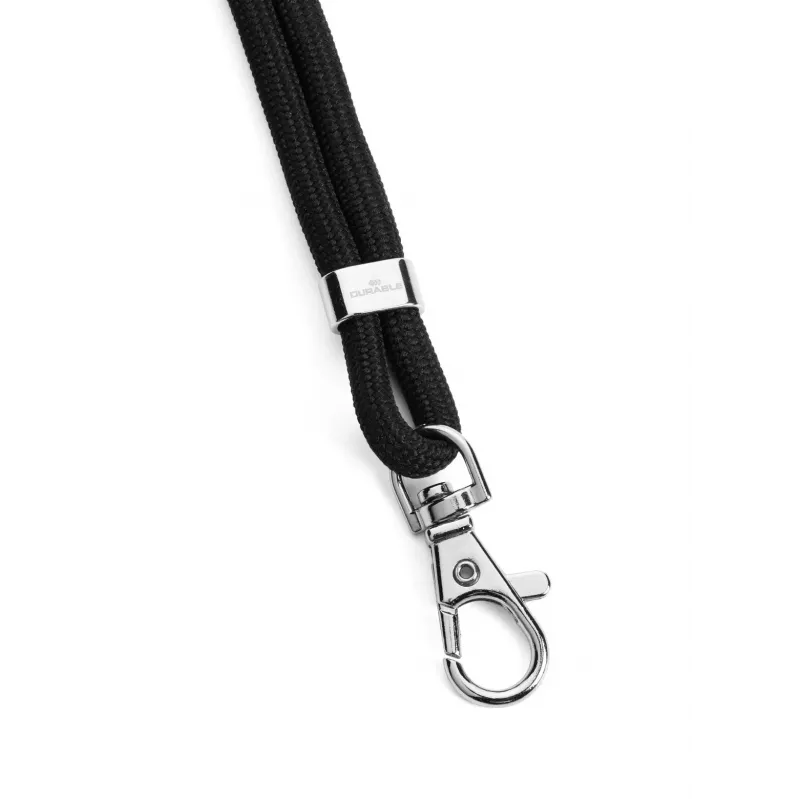 DURABLE Textil-Lanyard rPET mit Karabinerhaken, Schwarz, 10er-Pack