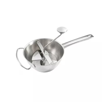 LEIFHEIT ComfortLine Flotte Lotte Passiermühle 20 cm, Edelstahl, 3 Siebe, manuell, Silber/Schwarz