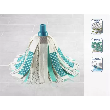 LEIFHEIT 3in1 Power Mop mit Clean Twist Spin Technologie, Teleskopstiel, 20L Eimer, Mikrofaser-Kopf, Türkis/Weiß