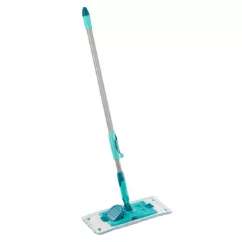 LEIFHEIT PowerClean M Bodenbürste mit Teleskopstiel, 33 cm, Grün/Grau