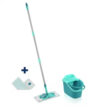 Leifheit Clean Twist M Ergo Bodenreinigungsset mit Micro Duo Wischmoppkopf, 33 cm, Grün/Weiß