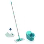 Leifheit Clean Twist M Ergo Bodenreinigungsset mit Micro Duo Wischmoppkopf, 33 cm, Grün/Weiß