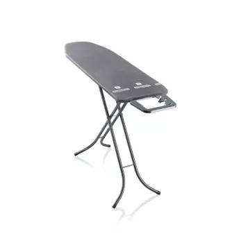 Leifheit Classic M Bügelbrett Schwarz 120x38cm mit fester Bügeleisenablage und Baumwollbezug