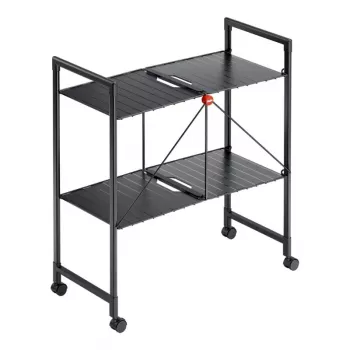 HAILO Quickboard Faltbarer Etagenwagen, 3 Etagen, Schwarz, 4 Lenkrollen, 15 kg Gesamtbelastung