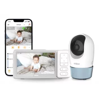 Chillax DM568 Wi-Fi & FHSS Video-Babyphone mit 5 inch-Display, Schwenk-Neige-Kamera, Nachtsicht, Gegensprechfunktion, Temperatursensor, Schlafliedern und Hubble-App