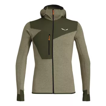 Salewa Puez 2 Dry Langarm Kapuzen-Shirt mit durchgehendem Reißverschluss Dark Olive Melange Herren XL
