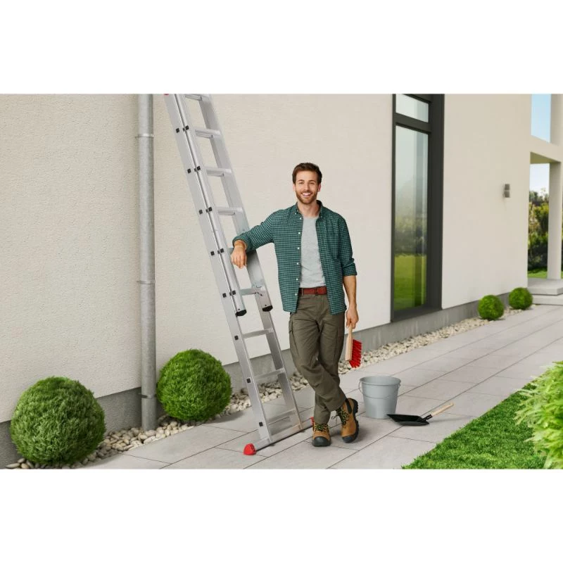 HAILO S80 ProfiStep duo Kombinationsleiter, Aluminium, 2x15 Sprossen, max. Belastung 150 kg