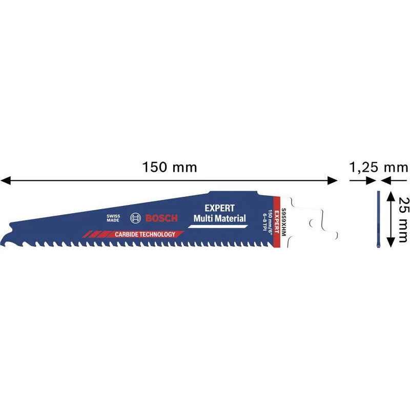 Bosch EXPERT Multi Material Säbelsägeblatt 2608902332 S959XHM, Carbide, 150 mm, 6 TPI