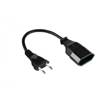 Kabelmeister Euro-Verlängerungskabel CEE 7/16 Stecker auf Buchse, 0,2 m, Schwarz, 0,75 mm², H03VVH2-F