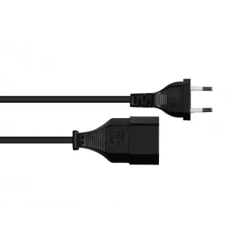 kabelmeister Euro-Verlängerungskabel, Eurostecker Typ C auf Eurosteckdose, 0,75 mm², 0,5 m, Schwarz (SK0300-S005)