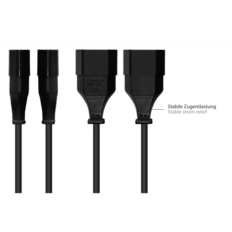 kabelmeister Euro-Verlängerungskabel, Eurostecker Typ C auf Eurosteckdose, 0,75 mm², 0,5 m, Schwarz (SK0300-S005)