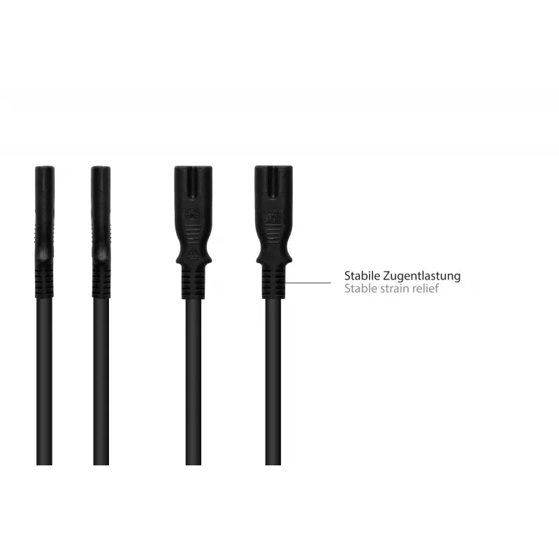 Kabelmeister Euro Stromkabel CEE 7/16 auf IEC C7, 1m, Schwarz, 0,75mm²
