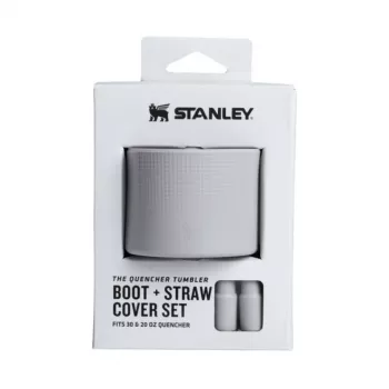 STANLEY Set aus 2 Schutzhüllen und Strohhalm-Kappen für Thermobecher 0,89L/0,59L The Quencher Boot + Straw Topper Hellgrau
