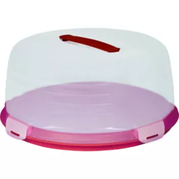 CURVER Runde Kuchen-Transportbox Ø34,7x15,6cm Rot mit transparentem Deckel
