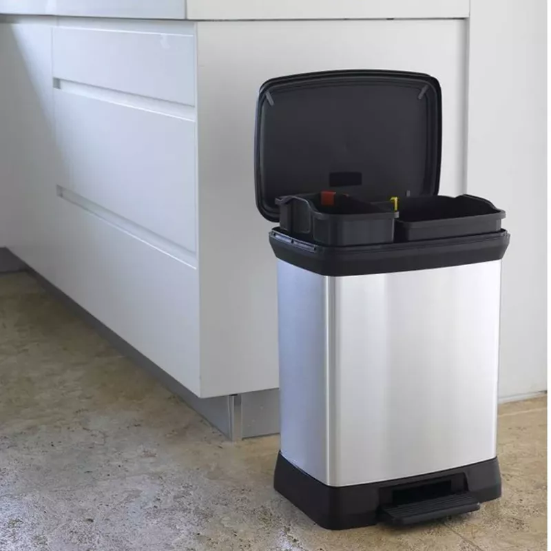 CURVER Metallic Tretabfallbehälter Deco Bin Duo 10+18L Silber