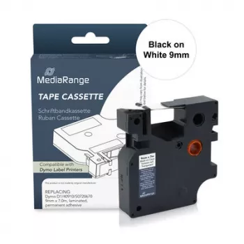 MediaRange Beschriftungsband-Kassette für Dymo D1 40913/S0720680, 9mm x 7m, Schwarz auf Weiß