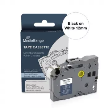 MediaRange Kompatible Brother TZ-FX231/TZe-FX231 Flexible ID Beschriftungsband Kassette 12mm 8m Schwarz auf Weiß