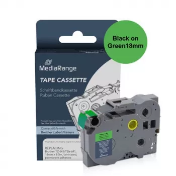 MediaRange Brother TZ-741/TZe-741 kompatibles laminiertes Beschriftungsband 18mm 8m schwarz auf grün